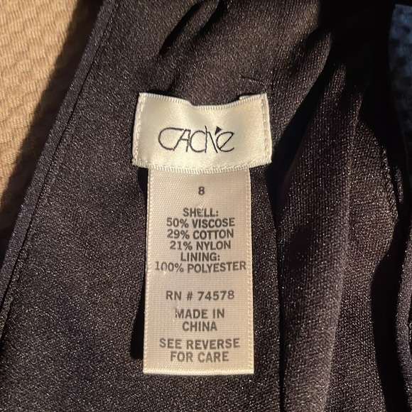 Cache - black with metallic gold lace brocade dress - sleeveless - size 8 - Picture 3 of 5